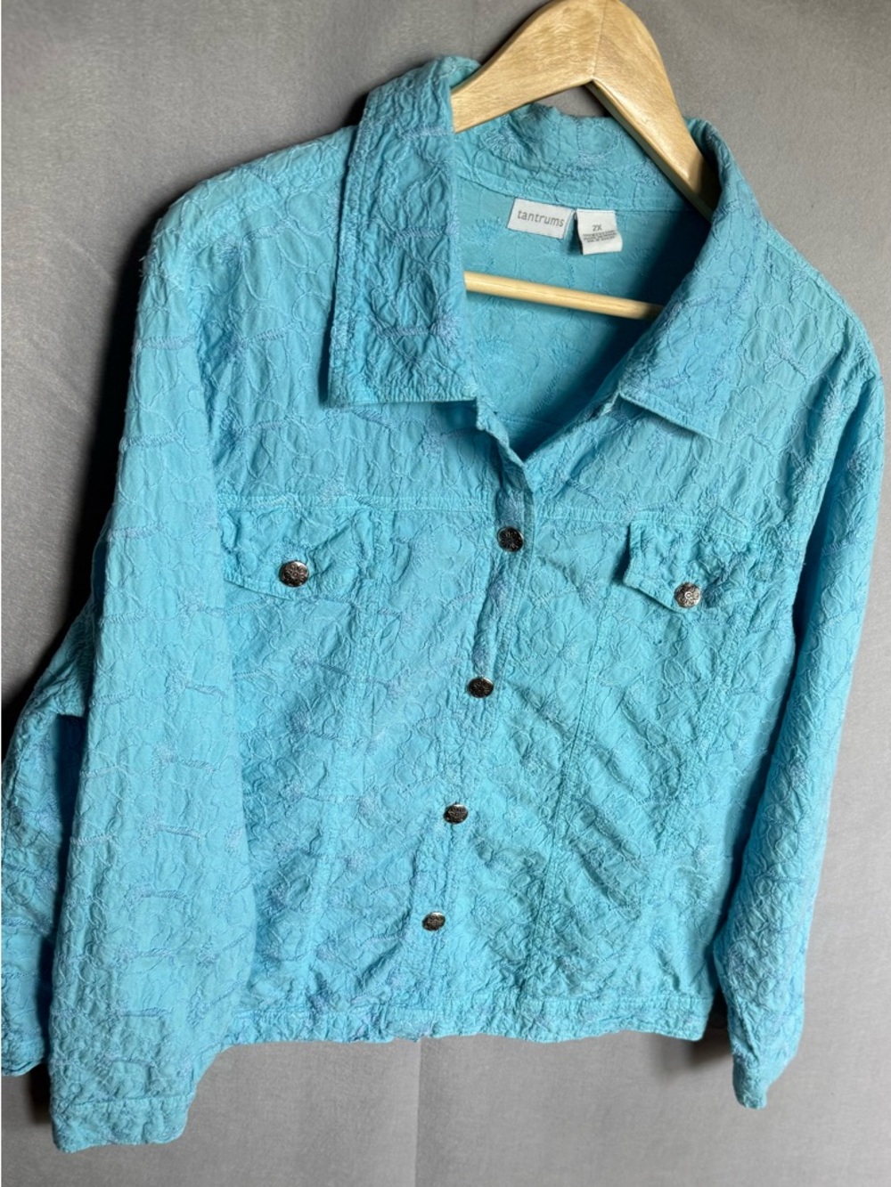 Tantrums Aqua Textured Button-Front Jacket Cotton Made In India Women’s 2x